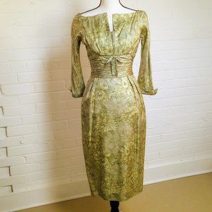 Vintage Silk Green Floral Dress